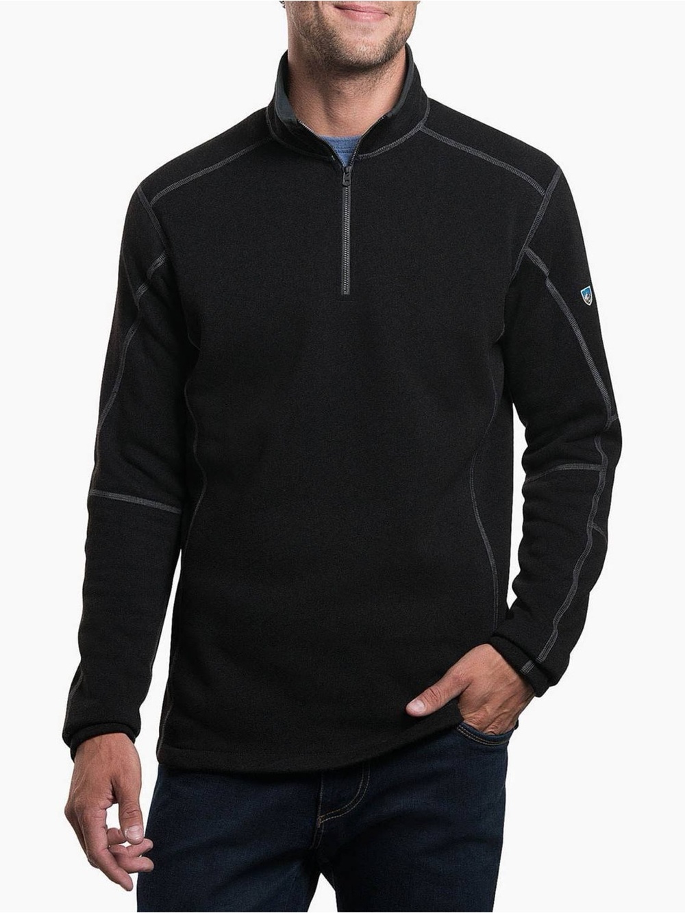Kuhl Men's Black Half-Zip Pullover with Gray Contrast Stitching